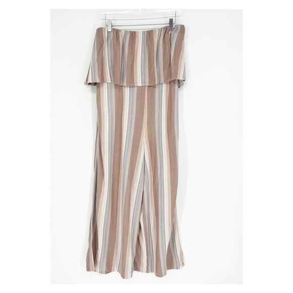 L*Space Paulina Striped Ruffle Strapless Wide Leg Jumpsuit L - Picture 3 of 7